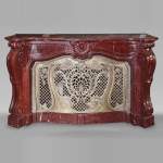 Napoleon III style mantel in red marble with bronze insert