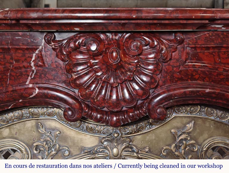 Napoleon III style mantel in red marble with bronze insert-1