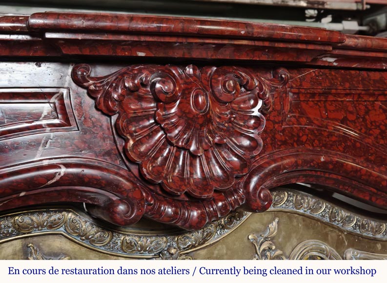 Napoleon III style mantel in red marble with bronze insert-2