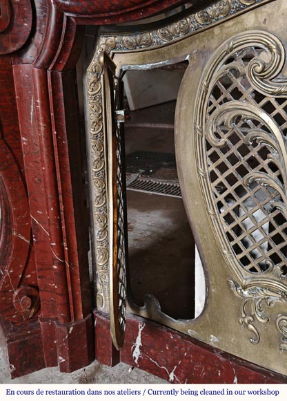 Napoleon III style mantel in red marble with bronze insert-10