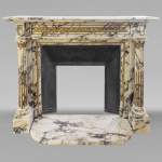 Louis XVI style mantel in Panazeau marble and bronze with detached fluted columns