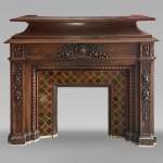 Napoleon III style mantel decorated with garlands of flowers carved in wood