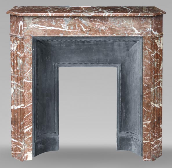 Louis XVI style mantel carved in red marble-0