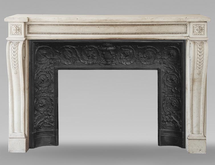 Louis XVI periode mantel in statuary marble adorned with a string of pearls-0