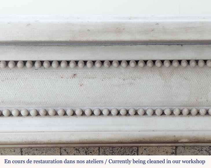 Louis XVI periode mantel in statuary marble adorned with a string of pearls-1