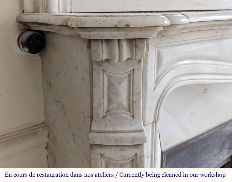 Louis XV style Pompadour mantel in Carrara marble-3