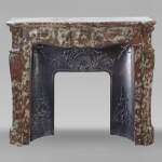 Louis XV style Pompadour mantel in Rouge du Nord marble