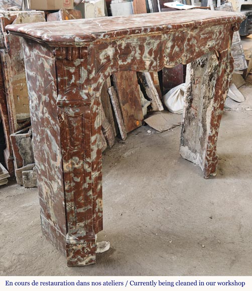 Louis XV style Pompadour mantel in Rouge du Nord marble-2