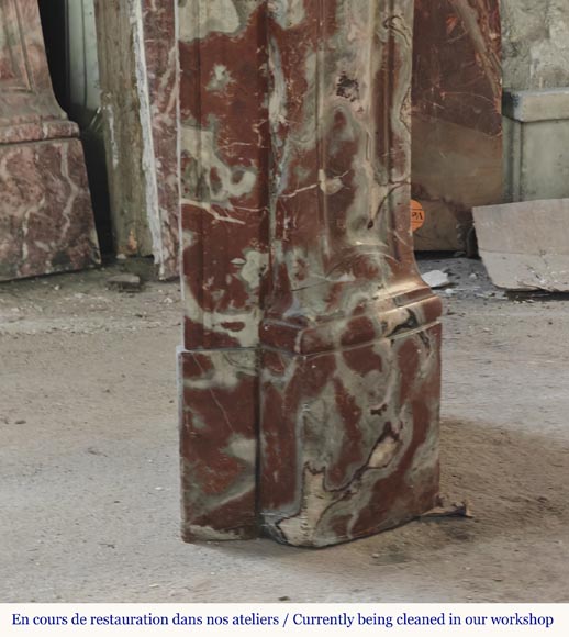 Louis XV style Pompadour mantel in Rouge du Nord marble-7