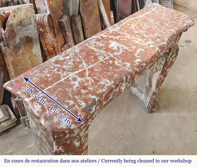 Louis XV style Pompadour mantel in Rouge du Nord marble-8