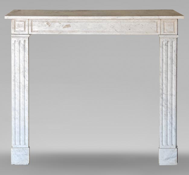 Louis XVI style mantel in veined Carrara marble-0