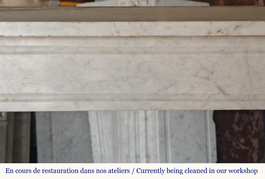 Louis XVI style mantel in veined Carrara marble-1