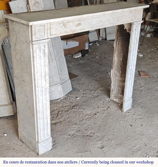 Louis XVI style mantel in veined Carrara marble-2