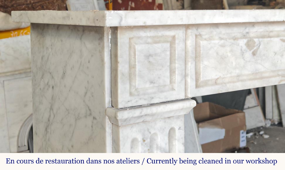 Louis XVI style mantel in veined Carrara marble-3