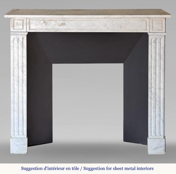 Louis XVI style mantel in veined Carrara marble-10