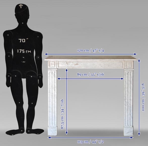 Louis XVI style mantel in veined Carrara marble-11
