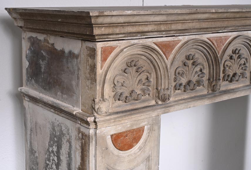 Neo-Renaissance-Style Mantelpiece in Stone and Marble, 19th century-3