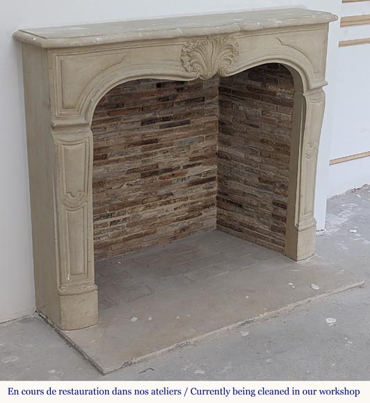 Louis XV style mantel adorned with a carved stone palmette-2