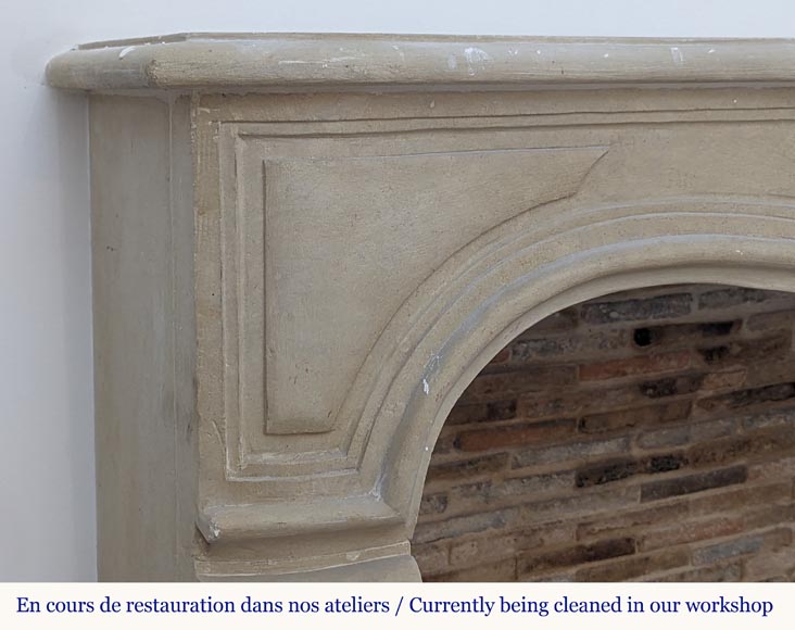 Louis XV style mantel adorned with a carved stone palmette-3