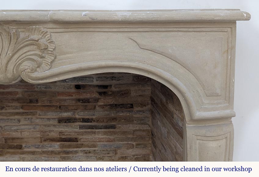 Louis XV style mantel adorned with a carved stone palmette-7