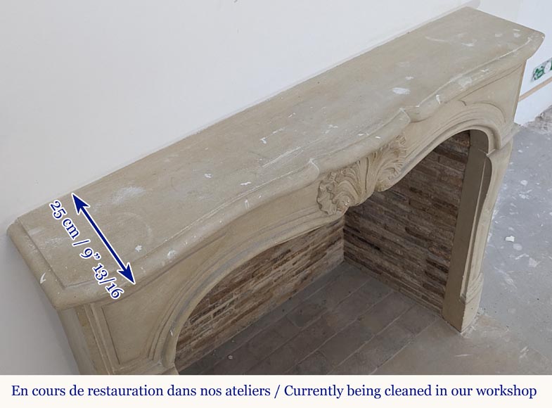 Louis XV style mantel adorned with a carved stone palmette-9