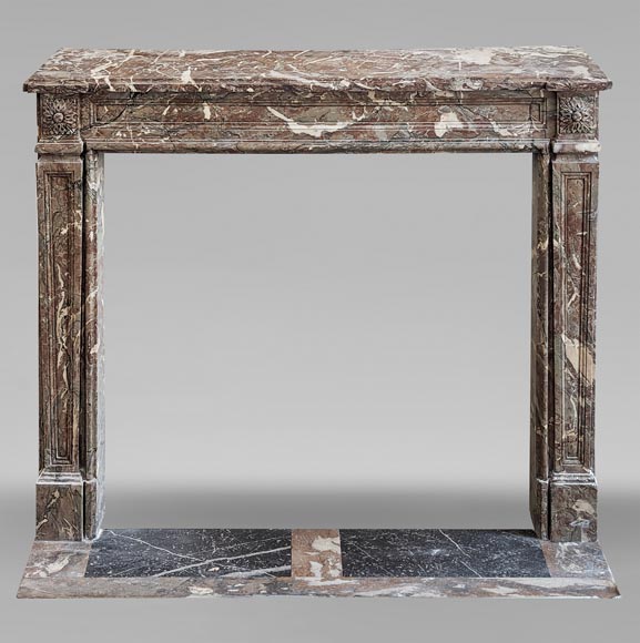 Louis XVI period mantel in Rouge Royal marble-0