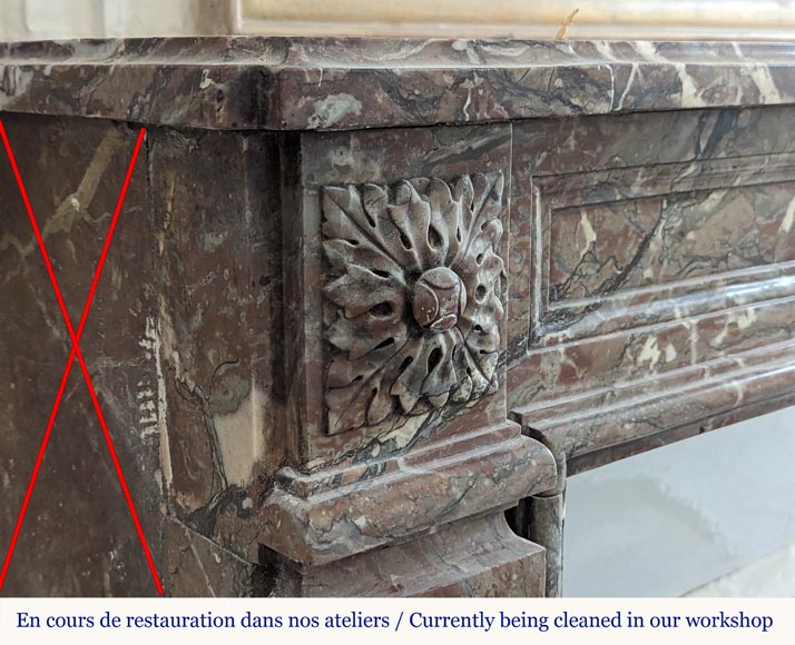 Louis XVI period mantel in Rouge Royal marble-3