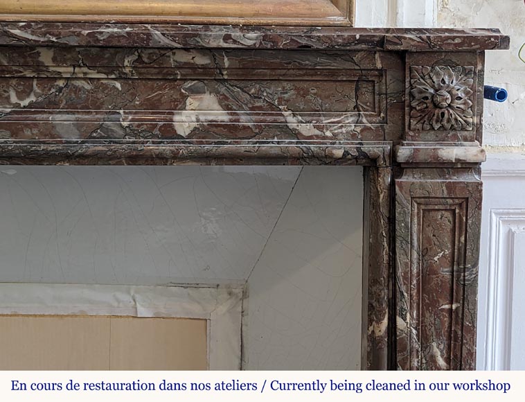 Louis XVI period mantel in Rouge Royal marble-6