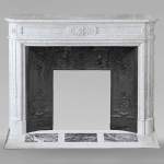 Louis XVI style Carrara marble mantel with rounded corners