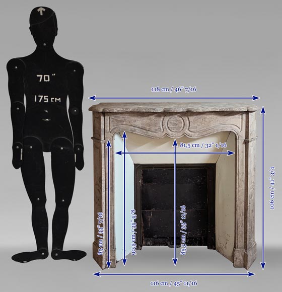 Louis XV style Pompadour mantel carved in Lunel marble-7
