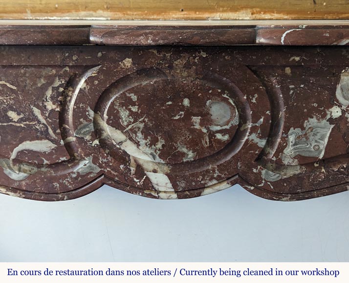 Pompadour mantel in the Louix XV style, carved in Northern red marble-1