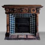 Napoleon III style mantel with carved walnut wood detached columns