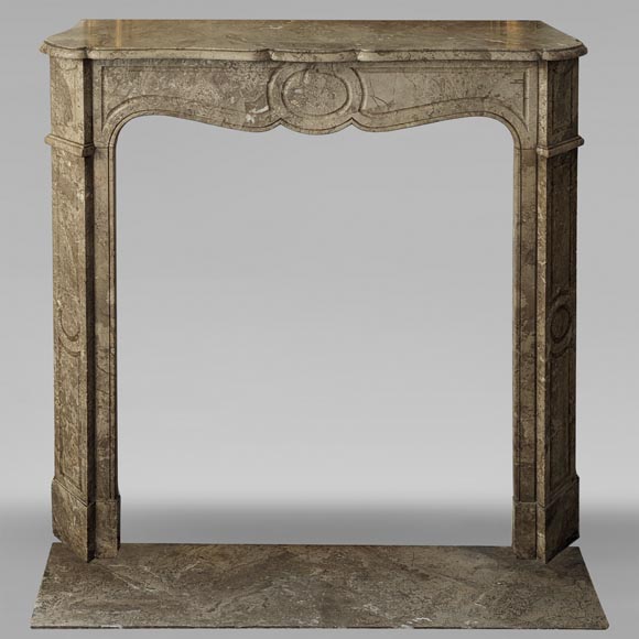 Louis XV style Pompadour mantel carved in Lunel marble-0