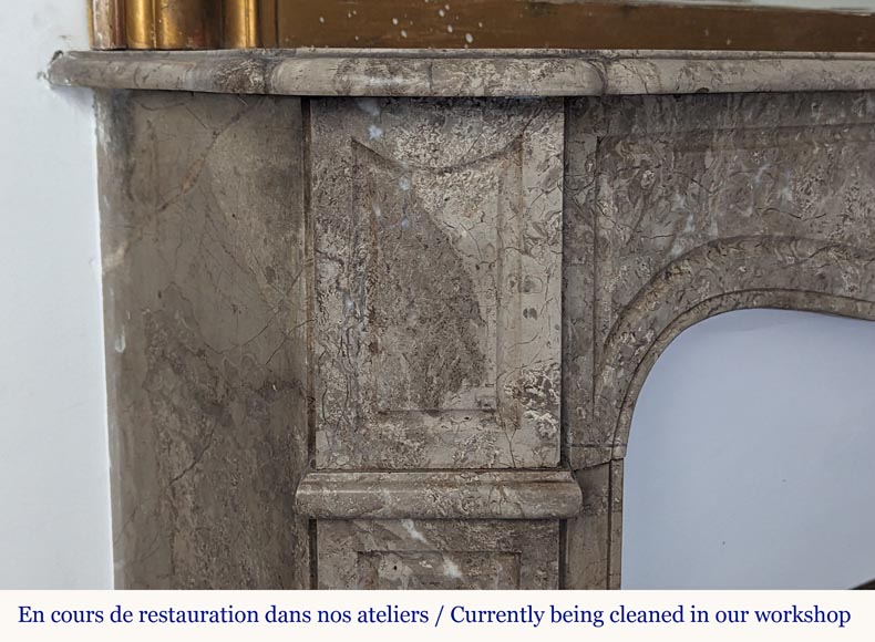 Louis XV style Pompadour mantel carved in Lunel marble-3