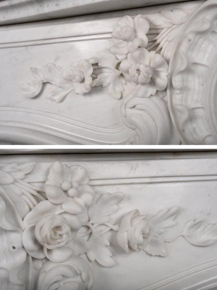 Jules CANTINI (attributed to) - Large Napoleon III style mantel in highly carved Carrara marble-2