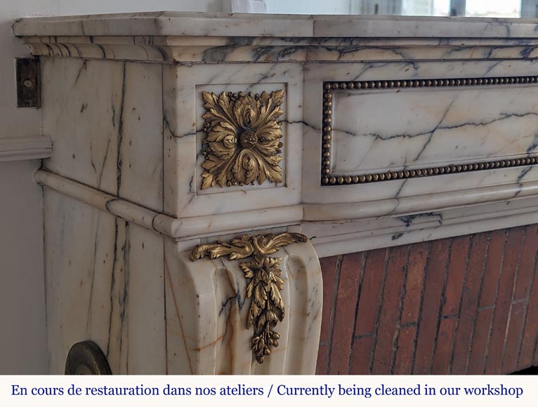 Louis XVI style bronze mantel in Panazeau marble-5