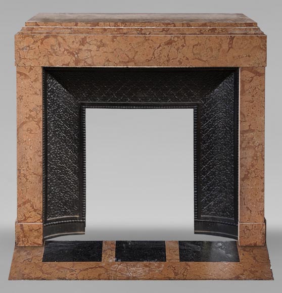 Art Deco mantel in Breche orange marble-0