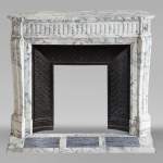 Louis XVI style curved mantel with curved flutes in Arabescato marble