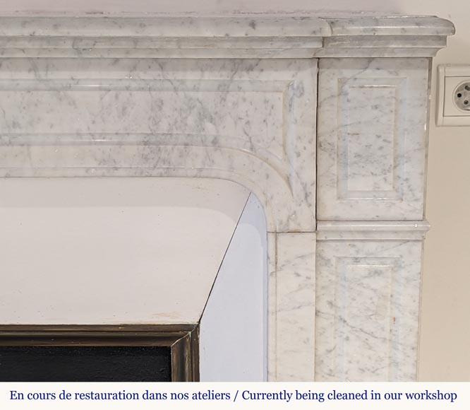Louis XV style Pompadour mantel in Carrara marble-6