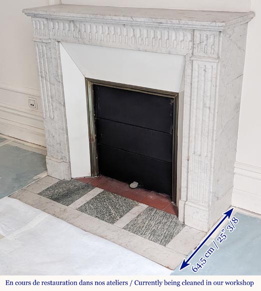 Louis XVI style Carrara marble mantel with curved flutes-5