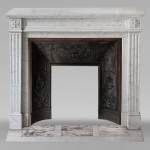 Louis XVI style mantel in Carrara marble adorned with rosettes
