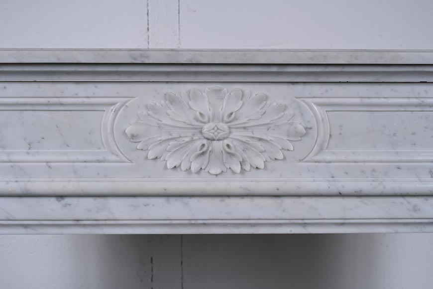 Louis XVI style Carrara marble mantel with rounded corners-1