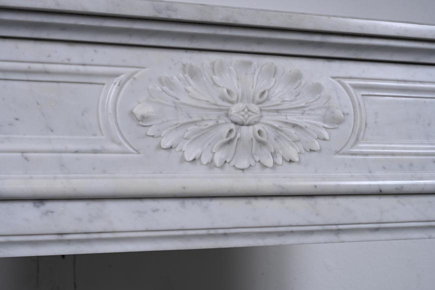 Louis XVI style Carrara marble mantel with rounded corners-2