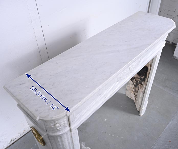 Louis XVI style Carrara marble mantel with rounded corners-10