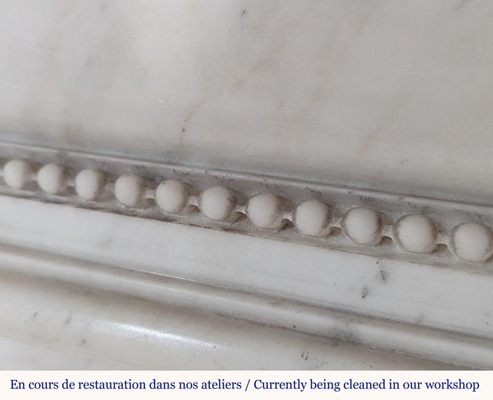 Louis XVI period mantel with pearls and carved ribbon-2