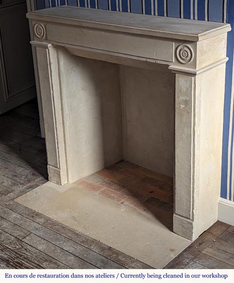 Small Louis XVI style stone fireplace mantel-5