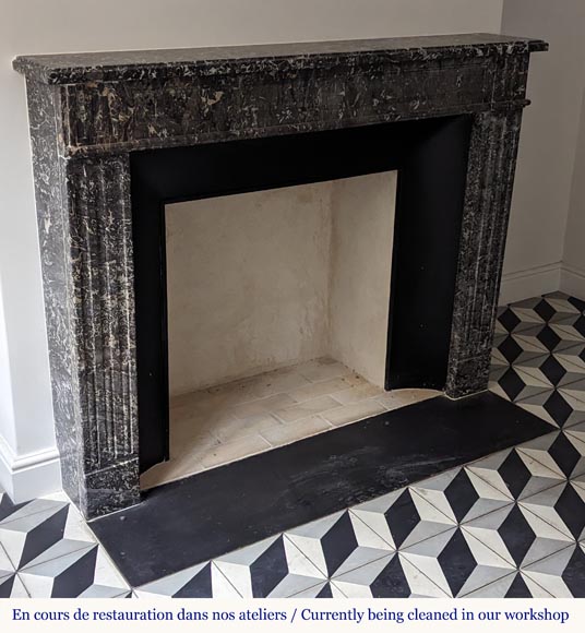 Louis XVI period mantel in Gris Saint Anne marble-2