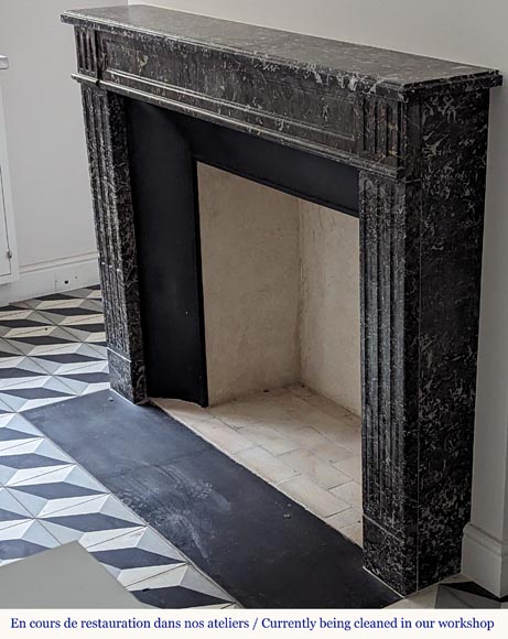 Louis XVI period mantel in Gris Saint Anne marble-5