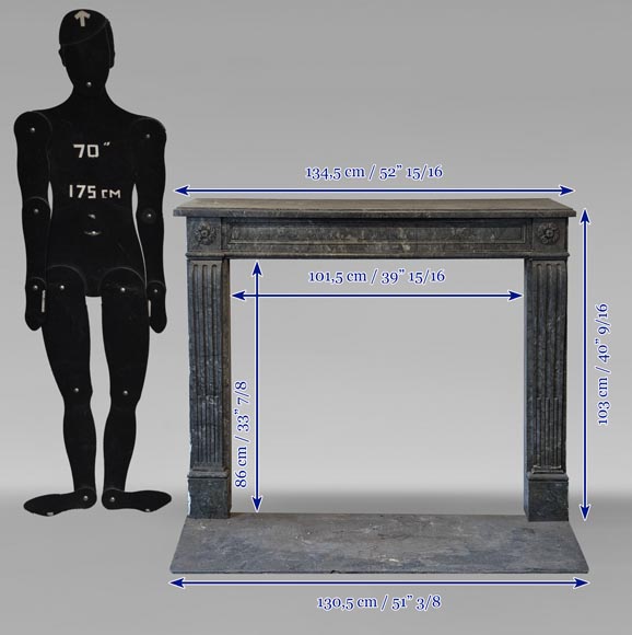Louis XVI period mantel in Turquin marble-11