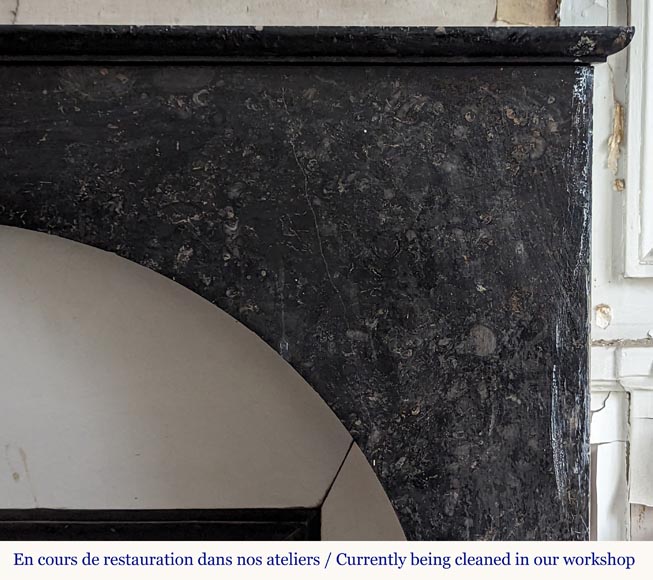 Restoration period arched mantel in black spotted marble-6